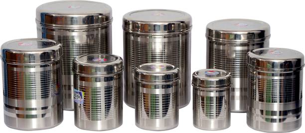 Tactware 8 PCS Of Stainless Steel Kitchen Storage Canister(Dabba)  - 2.5 L, 2.1 L, 1.5 L, 1 L, 0.85 L, 0.65 L, 0.45 L, 0.25 L