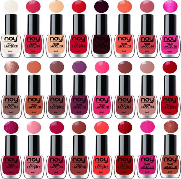 NOY Glossy Shine Nail Polish Set of 24 in Wholesale Price Multicolor Bulk Rate Nail Lacquer Combo Combo-No-02 Metallic Brown,Tan,Brown,Wine,Pink,Copper,Magenta and Many More