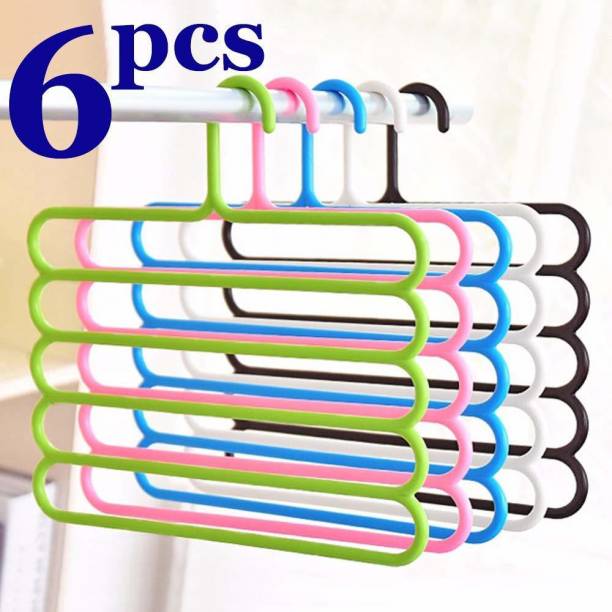 SEE INSIDE 5 Layer Multi Layer Hangers for Clothes -Pack of 6 Closet Organizer