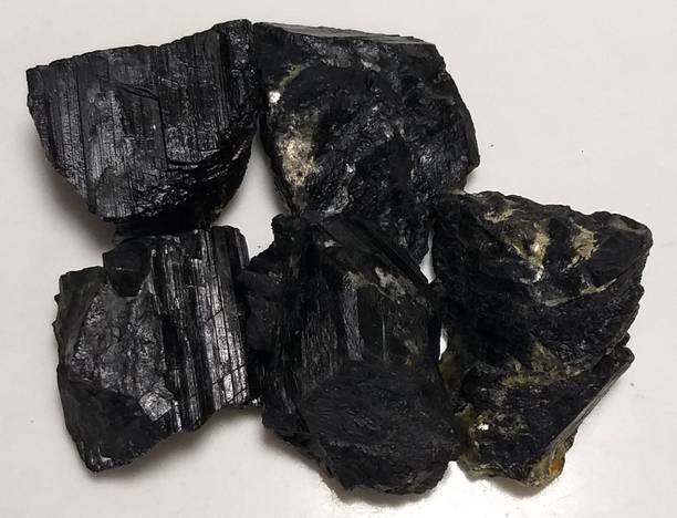 Aldmin Black Tourmaline Raw Healing Crystal Stones Negative Energy Purifier (300 to 400 Gram) Decorative Showpiece  -  5 cm