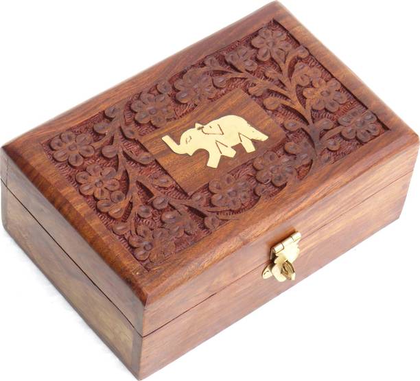 WOODINO Sheesham Rosewood Wooden Box Octa , Vanity Box (6x4 Inch) Makeup and Jewellery Vanity Box