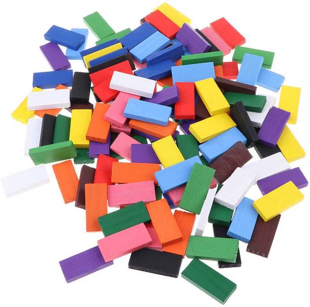 Shopoholic Creative Wooden Colored Domino Blocks for Model Building(100 Pieces)