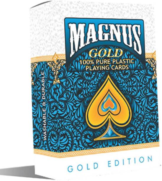 Protos India.Net Plastic Playing Cards Magnus Gold Waterproof Colorful Plastic Deck Poker Playing Card