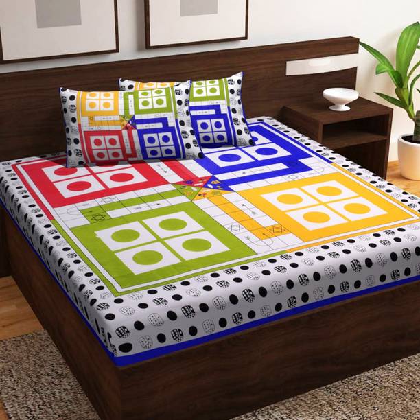 Homeline 104 TC Cotton Double Cartoon Flat Bedsheet