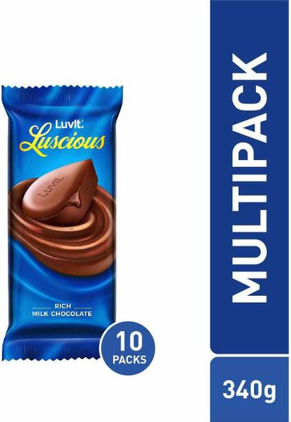 LuvIt Luscious Milk Chocolate Bar Multipack,340g - Pack of 10 Bars