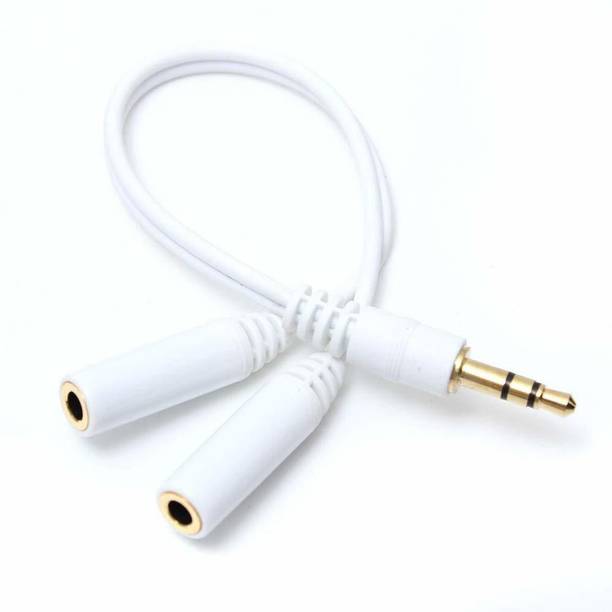 SANNO WORLD White White Y Cable - 3.5mm Jack 1 Male to 2 Female Stereo Headphone Earphone Jack Y Splitter Audio Adapter Cable - Gold Plated Phone Converter