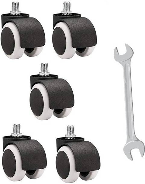 RAJCHEIF Twin caster revolving Chair ND black&white threaded wheel for office chair base (PU 100% Nylon super quality heavy duty) ABS Material Assurance. (FREE a iron KEY for your facility) Appliance Furniture Caster
