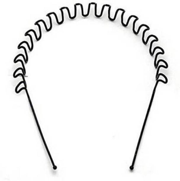 Antier Zigzag Wave Black Metal Unisex Hairband Zig Zag Hair Band For Men And Women Head Band