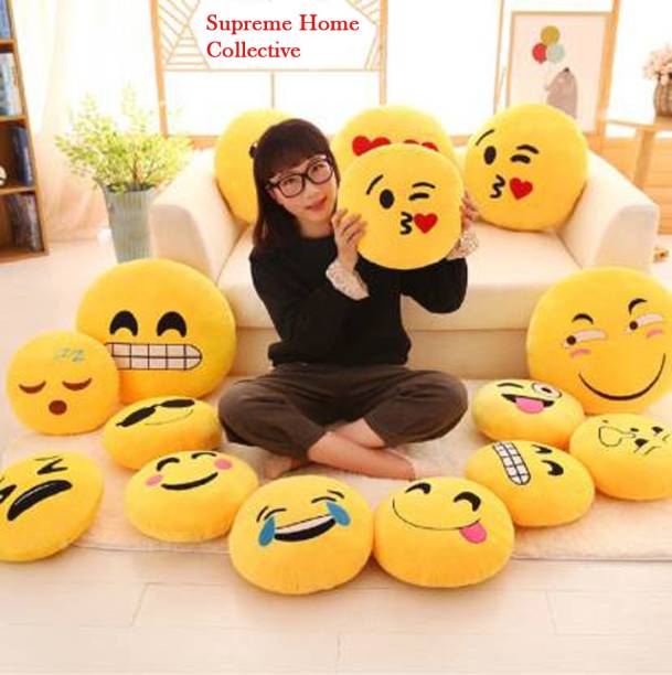 Supreme Home Collective Polyester Fibre Smiley Cushion Pack of 8