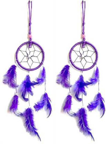 Ryme purple Color Dream Catcher For Car And Window Hanging (Pack Of 2) Feather Dream Catcher