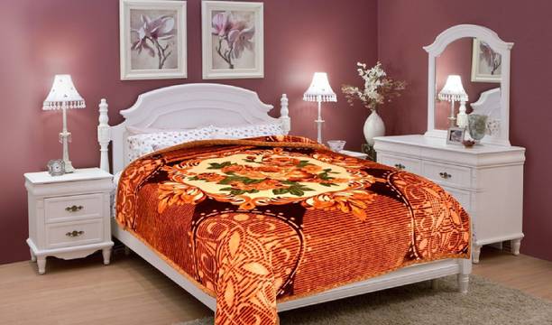 SIGNATURE Floral Single Mink Blanket for  Heavy Winter