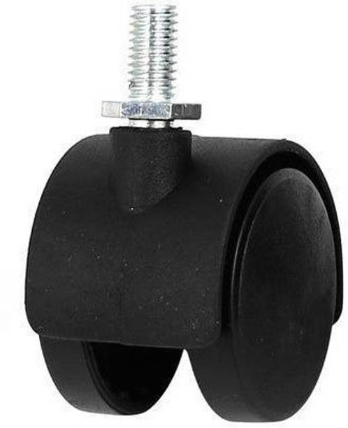 Boriva Threaded Twin Castor Revolving Chair Wheel Set of 5 | Black Appliance Furniture Caster