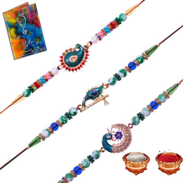 Elegaci Gifts Designer E-RU-RW-SR Mauli Thread Chawal Roli Pack, Rakhi, Greeting Card  Set