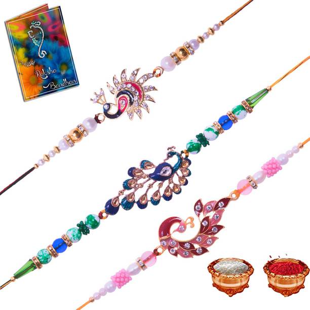 Elegaci Gifts Designer E-SB-SC-US Mauli Thread Chawal Roli Pack, Rakhi, Greeting Card  Set