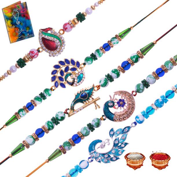 Elegaci Gifts Bhaiya Bhabhi RT-RU-RW-RX-UU Mauli Thread Rakhi  Set