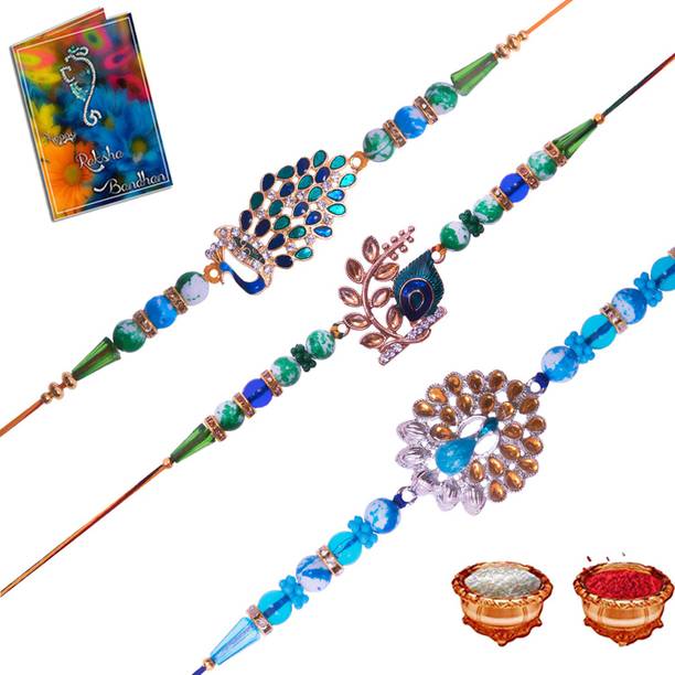 Elegaci Gifts Designer E-TA-TB-UK Mauli Thread Chawal Roli Pack, Rakhi, Greeting Card  Set