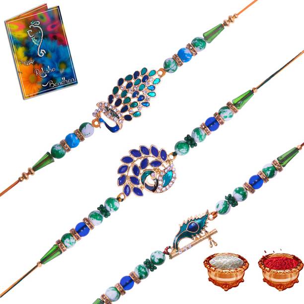 Elegaci Gifts Scented E-RW-RX-UK Mauli Thread Rakhi  Set