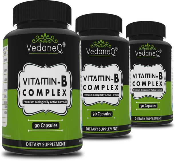 VedaneQ B Complex Vitamins All B Vitamins B12, B1, B2, B3, B5, B6, B7, B9, 270 Capsules