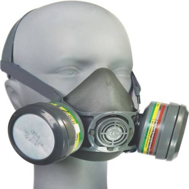 Starz Safety V-800+7800 Dual Half Mask with Rubber Multipurpose ABEK Cartridge Reusable
