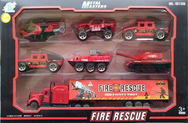 SPKART Metal Fire Rescue Vehicle Play Set