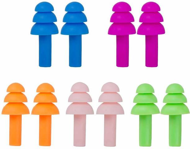 QEQEQ 5 Pairs - Random Color Ear Plugs Soft Silica Gel Noise Reduction Ear Plug