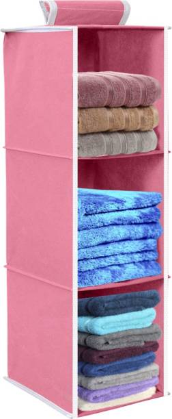 Flipkart SmartBuy Closet Organizer Hanging 3 shelves, Non woven, Pink Closet Organizer