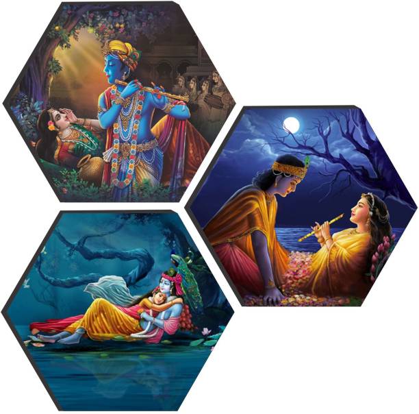 saf Radha Krishna Hexagon Digital Reprint 17 inch x 17 inch Painting