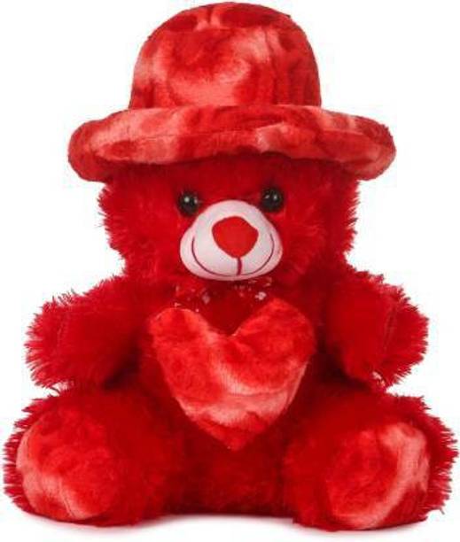 Kidstuff TEDDY BEAR Cap Teddy Very SOFT Beautiful High Quality Huggable Valentine & Birthday Gifts Lovable Special Gift ( Red 35 Cm ) - 35 cm (Red)  - 35 cm