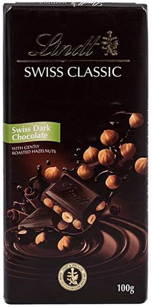LINDT Swiss Classic Dark Chocolate, Hazel Nut Bars