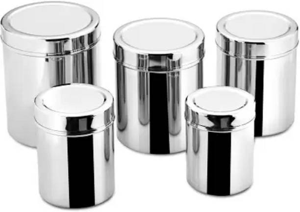 Tactware High Grade Stainless Steel Jars or Containers or Canisters or Deep Dbba for Modern Kitchen (Set of 5) (Hard Steel)  - 2500 ml, 2100 ml, 1500 ml, 1000 ml, 850 ml स्टील ग्रोसरी कंटेनर
