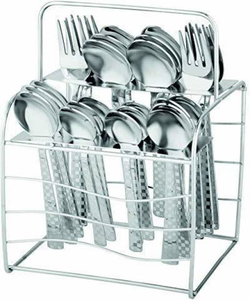 Parage Decora 25 pc Cutlery set for dining table, spoons set combo with stand, Designer Stainless Steel Cutlery Set