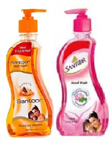 Santoor Sandalwood & Lotus Handwash 215ml Pack of 2 Hand Wash Pump Dispenser