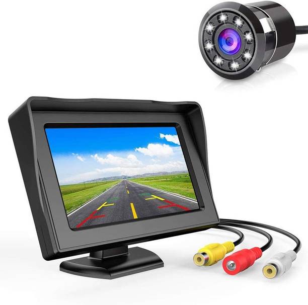 FABTEC Car Monitor Parking Display 4.3-inch TFT LCD Rear View Screen With Camera Black LCD