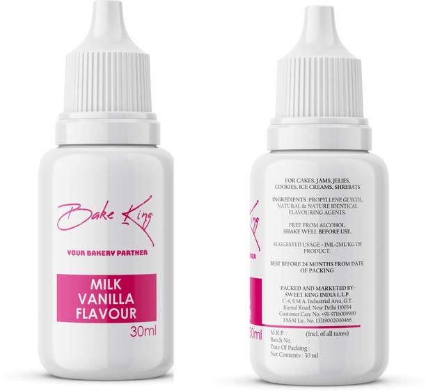 Bake King Milk Vanilla Flavor Essence for Baking Cakes, Jams, Jelies, Cookies, Ice Creams, Shrebats Vanilla Liquid Food Essence