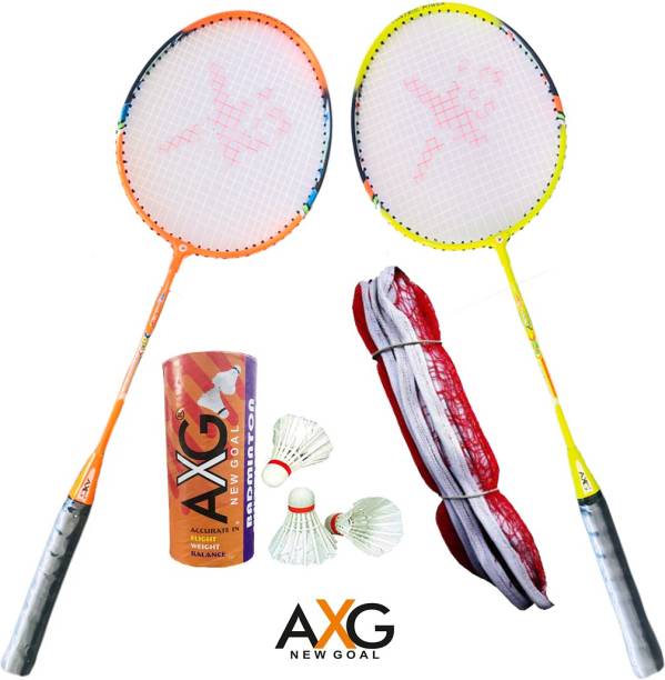 AXG NEW GOAL AX-8 Strenuous Aluminium Badminton Set (2 Racquets, 3 Shuttlecocks, 1 Net) Badminton Kit