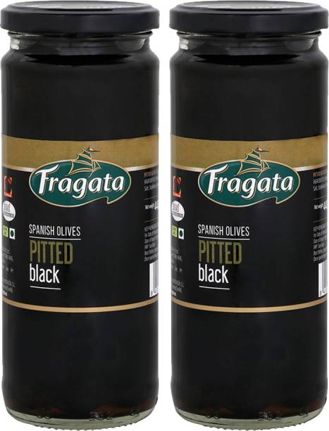 Fragata Pitted Black Olives, 440g olive (Pack of 2) Olives