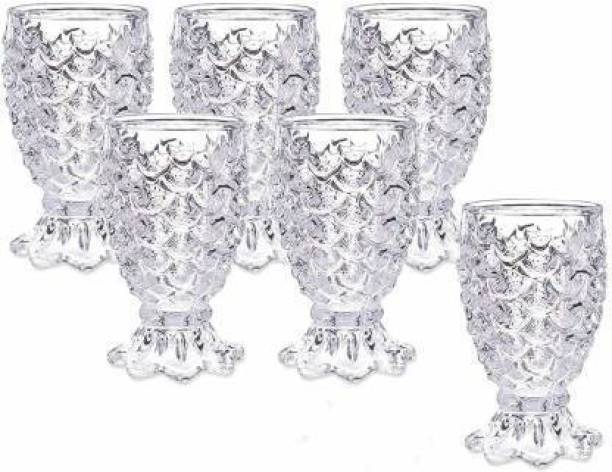 sardar (Pack of 6) Crystal Clear Pineapple Shaped Whiskey Glasses | Drinking Glass | Set of 6 Pieces| 250 ml Glass Whisky Glass