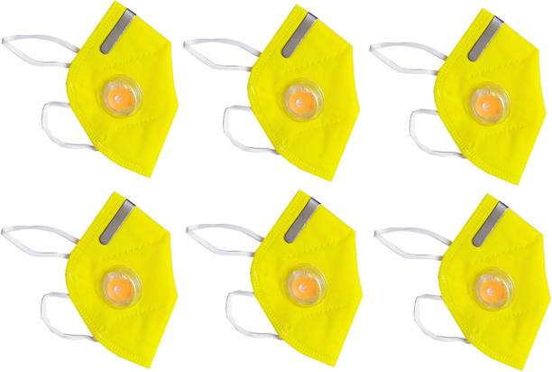 Shop & Shoppee KN95 with Silicon Filter Anti Infection Anti-Pollution Breathable Respiratory Premium Quality Face Mask (6 Mask) N95yellow6 Reusable, Washable