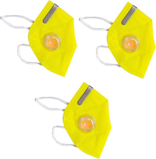 Shop & Shoppee KN95 with Silicon Filter Anti Infection Anti-Pollution Breathable Respiratory Premium Quality Face Mask (3 Mask) SnSMKN95yellow3 Reusable, Washable