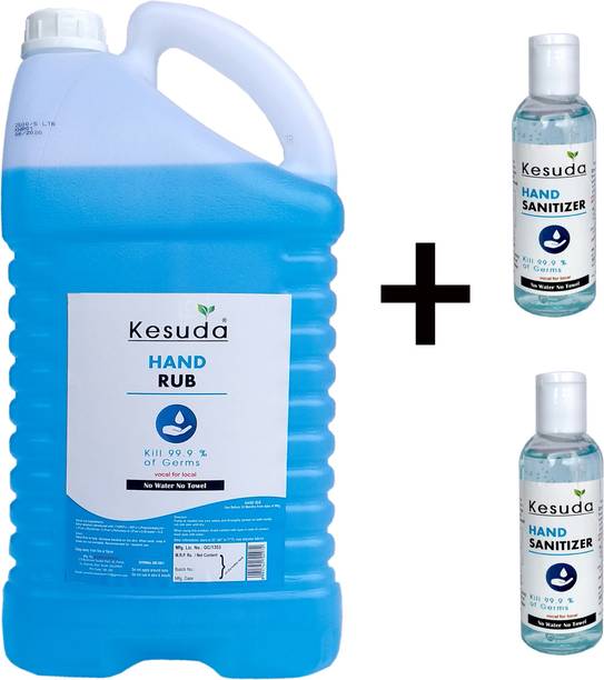 KESUDA COMBO PACK 100ML SANITIZER WITH 5LTR HAND RUB(60% ALCOHOL) Hand Rub Can