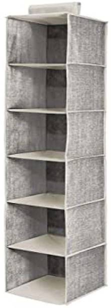 FosCadit 6 Self Home Hanging Clothes Organizer Wardrobe Non-Woven Fabric with PVC Zippered Closure Closet Organizer