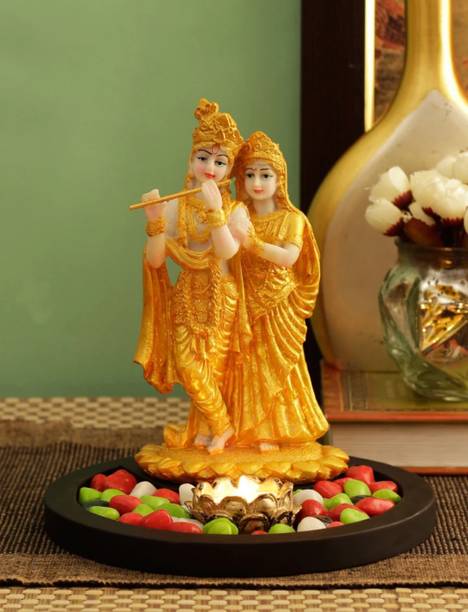 krishnagallery1 Lord Radha Krishan Marble Finish Statue Radha Krishan Murti Love Couple Decorative Showpiece  -  28 cm