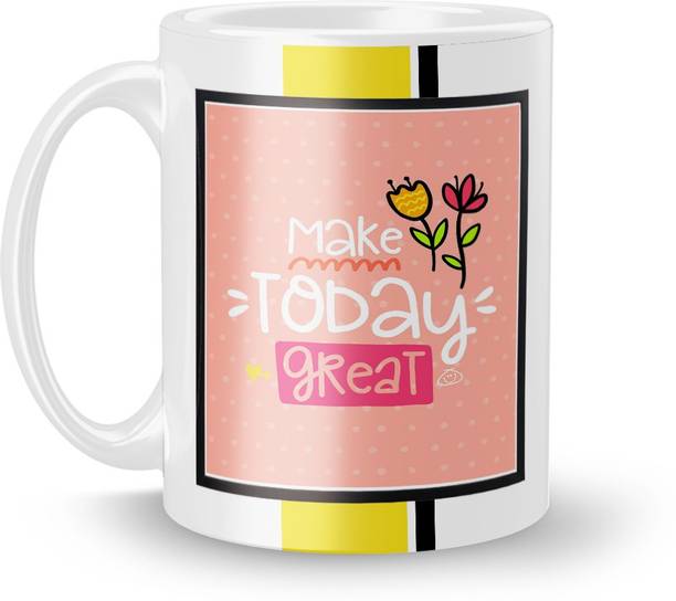 Beautum Cool Quote "MAKE TODAY GREAT" White Ceramic Coffee Ceramic Coffee Mug