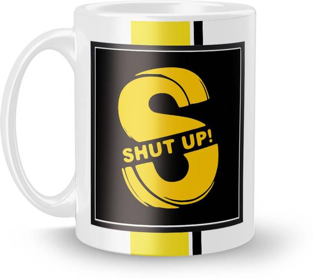 Beautum Cool Quote "SHUT UP!!" White Ceramic Coffee Ceramic Coffee Mug