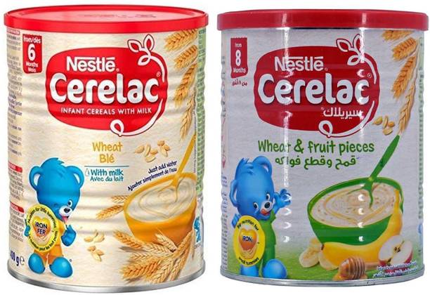 NESTLE Cerelac Combo 400g (Pack of 2) - Wheat + Wheat & Fruit Pieces Cereal