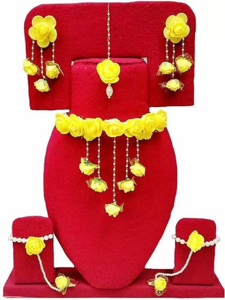 style revolver Fabric, Paper Yellow, White Jewellery Set