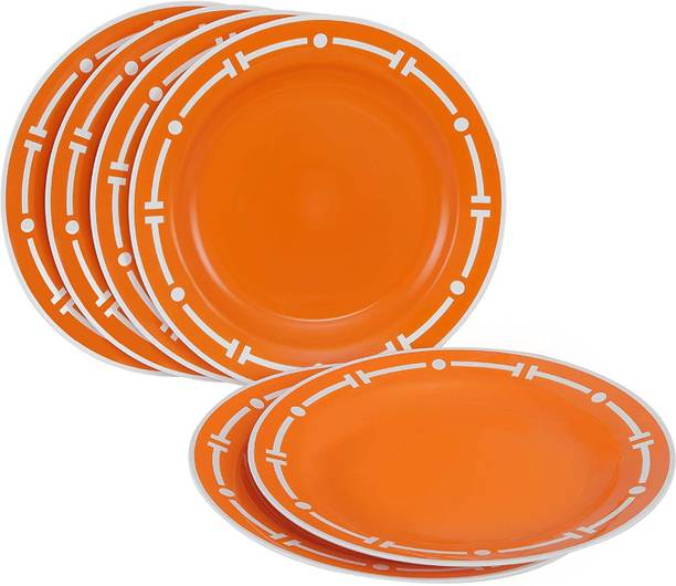 कटिंग एडगे Duo - Designer Round Plastic Dinner Plates x 6 for Families | Daily Use |Parties | Unbreakable | Kid Friendly | Microwave Safe | Dishwasher Safe डिनर प्लेट