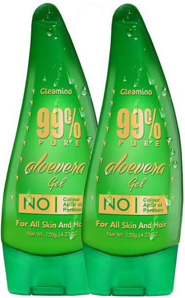 GLEAMINO 99% Pure Aloe Vera Multipurpose Beauty Gel for Skin And Hair COMBO OF 2