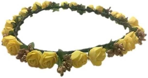SHREE BALAJI Flower Pearl Gracious Tiara/Crown Head Band (White) Head Band