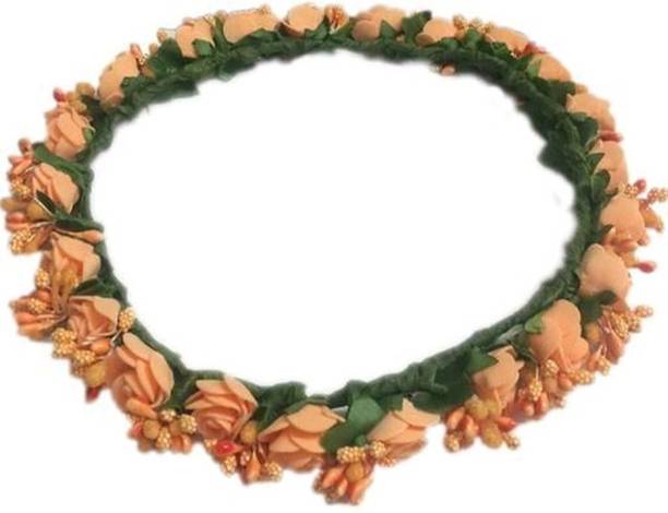 SHREE BALAJI Flower Pearl Gracious Tiara/Crown Head Band (White) Head Band